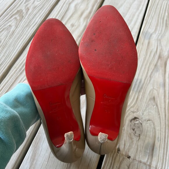 Christian Louboutin stiletto high heels nude tan beige patent leather 39 - Picture 4 of 12